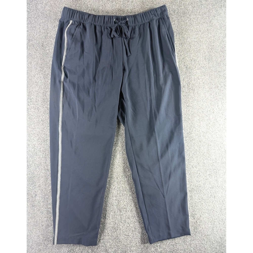 Nautica Womens XL Navy Blue Side Stripe Drawstring Elastic Waist Jogger Pants